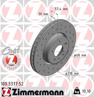 Тормозной диск ZIMMERMANN 100337752