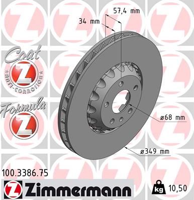 Тормозной диск ZIMMERMANN 100338675