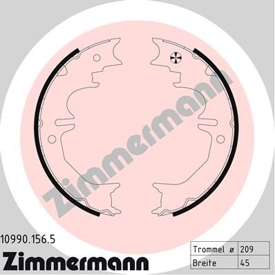 Комплект тормозных колодок, стояночная тормозная система ZIMMERMANN 109901565