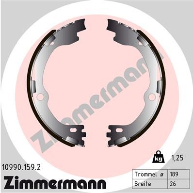 Комплект тормозных колодок, стояночная тормозная система ZIMMERMANN 109901592