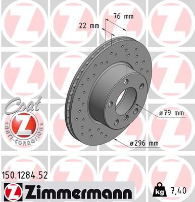 Тормозной диск ZIMMERMANN 150128452