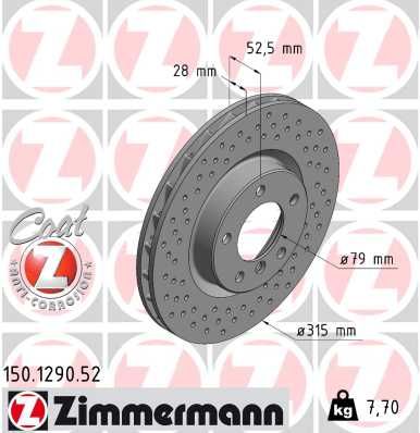 Тормозной диск ZIMMERMANN 150129052