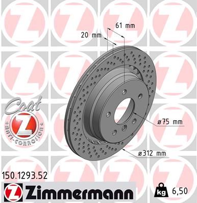Тормозной диск ZIMMERMANN 150129352