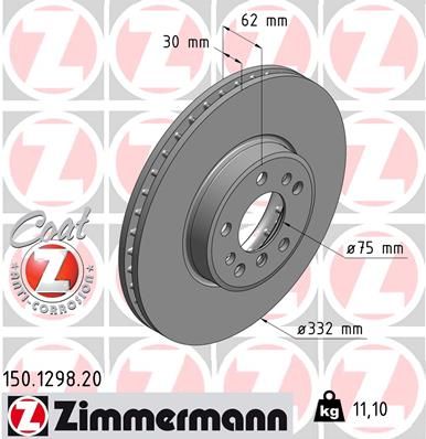 Тормозной диск ZIMMERMANN 150129820
