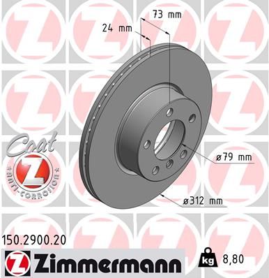 Тормозной диск ZIMMERMANN 150290020