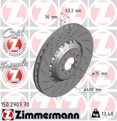 Тормозной диск ZIMMERMANN 150290770
