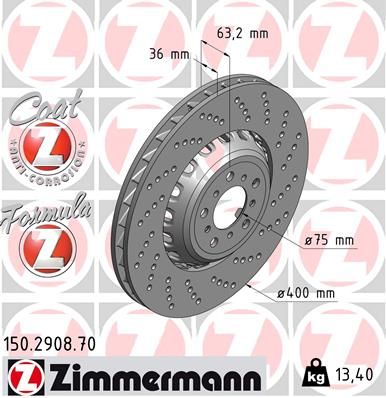 Тормозной диск ZIMMERMANN 150290870