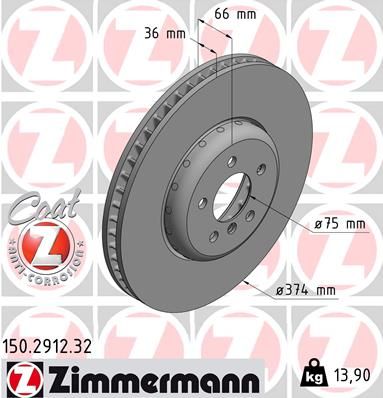 Тормозной диск ZIMMERMANN 150291232