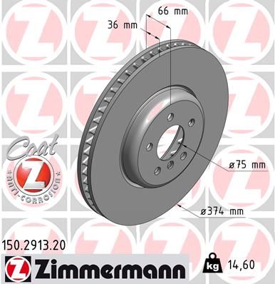 Тормозной диск ZIMMERMANN 150291320