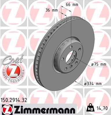 Тормозной диск ZIMMERMANN 150291432