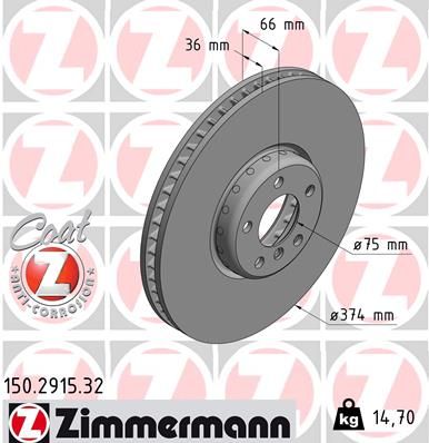 Тормозной диск ZIMMERMANN 150291532