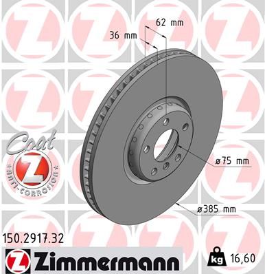 Тормозной диск ZIMMERMANN 150291732
