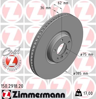 Тормозной диск ZIMMERMANN 150291820