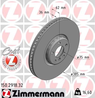 Тормозной диск ZIMMERMANN 150291832