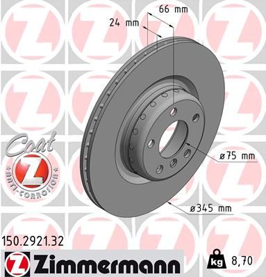 Тормозной диск ZIMMERMANN 150292132