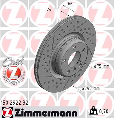 Тормозной диск ZIMMERMANN 150292232