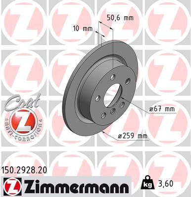 Тормозной диск ZIMMERMANN 150292820