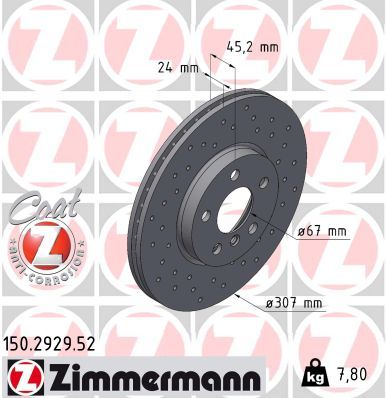 Тормозной диск ZIMMERMANN 150292952