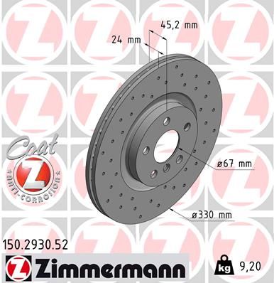 Тормозной диск ZIMMERMANN 150293052