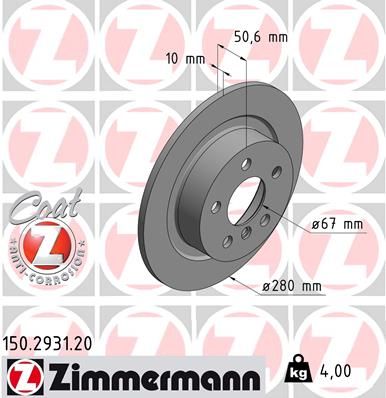 Тормозной диск ZIMMERMANN 150293120