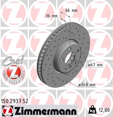 Тормозной диск ZIMMERMANN 150293752