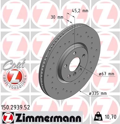 Тормозной диск ZIMMERMANN 150293952