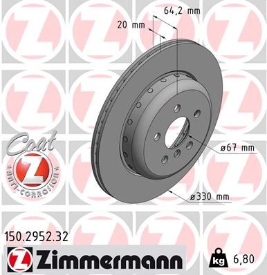 Тормозной диск ZIMMERMANN 150295232