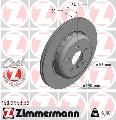 Тормозной диск ZIMMERMANN 150295332