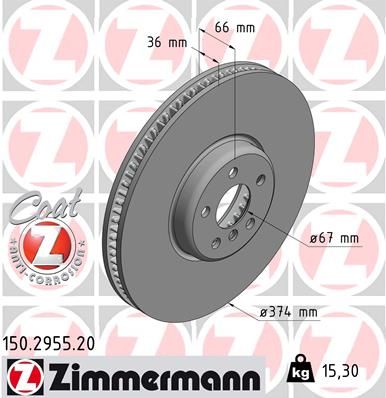 Тормозной диск ZIMMERMANN 150295520