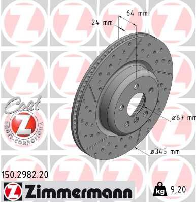 Тормозной диск ZIMMERMANN 150298220