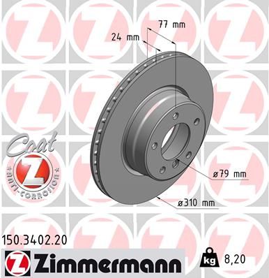 Тормозной диск ZIMMERMANN 150340220