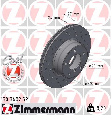 Тормозной диск ZIMMERMANN 150340252