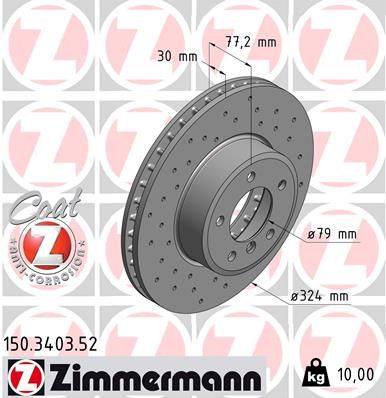 Тормозной диск ZIMMERMANN 150340352