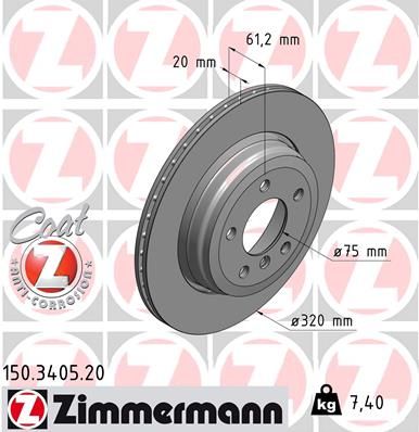 Тормозной диск ZIMMERMANN 150340520