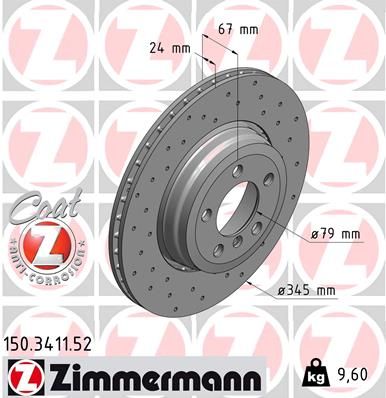Тормозной диск ZIMMERMANN 150341152