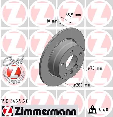 Тормозной диск ZIMMERMANN 150342520