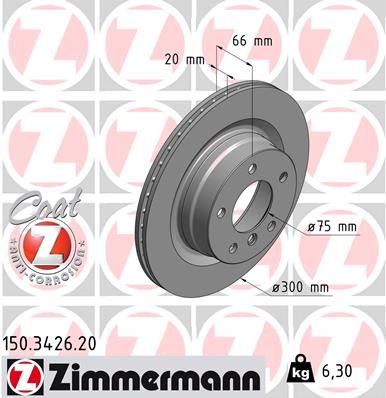 Тормозной диск ZIMMERMANN 150342620