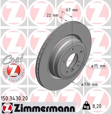 Тормозной диск ZIMMERMANN 150343020