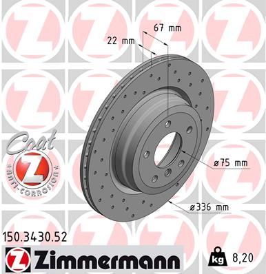 Тормозной диск ZIMMERMANN 150343052
