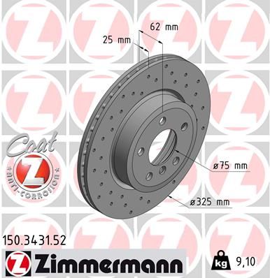 Тормозной диск ZIMMERMANN 150343152