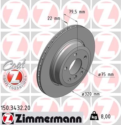 Тормозной диск ZIMMERMANN 150343220