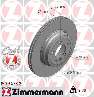Тормозной диск ZIMMERMANN 150343820