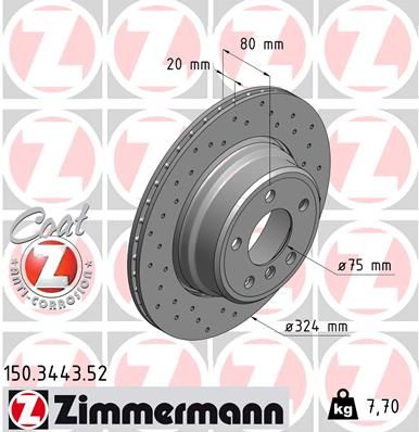 Тормозной диск ZIMMERMANN 150344352
