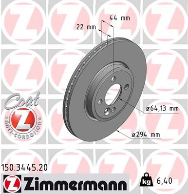 Тормозной диск ZIMMERMANN 150344520