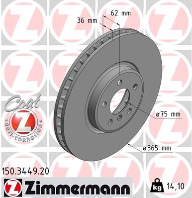 Тормозной диск ZIMMERMANN 150344920