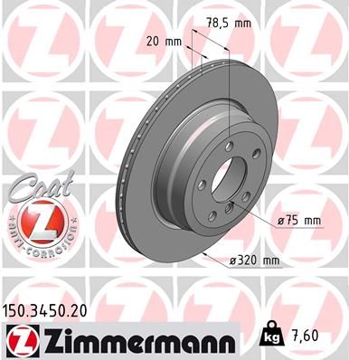 Тормозной диск ZIMMERMANN 150345020