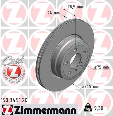 Тормозной диск ZIMMERMANN 150345120