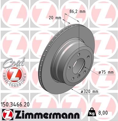 Тормозной диск ZIMMERMANN 150346620