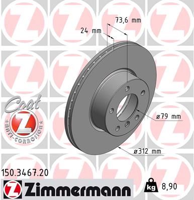 Тормозной диск ZIMMERMANN 150346720