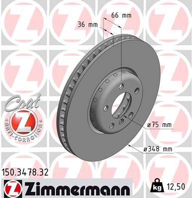 Тормозной диск ZIMMERMANN 150347832